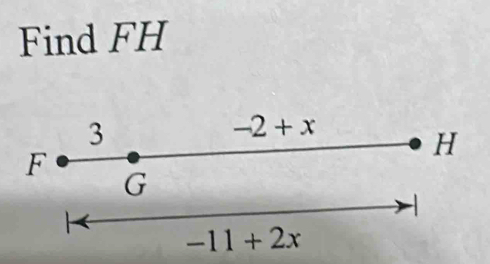 Find FH
3
-2+x
H
F
G
L
-11+2x