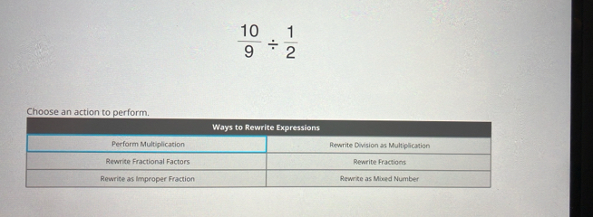  10/9 /  1/2 
Choose an action to perform.