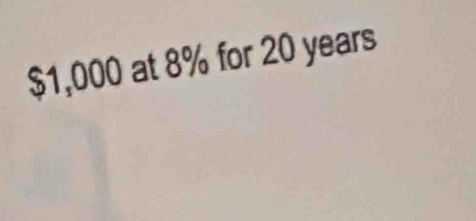 $1,000 at 8% for 20 years