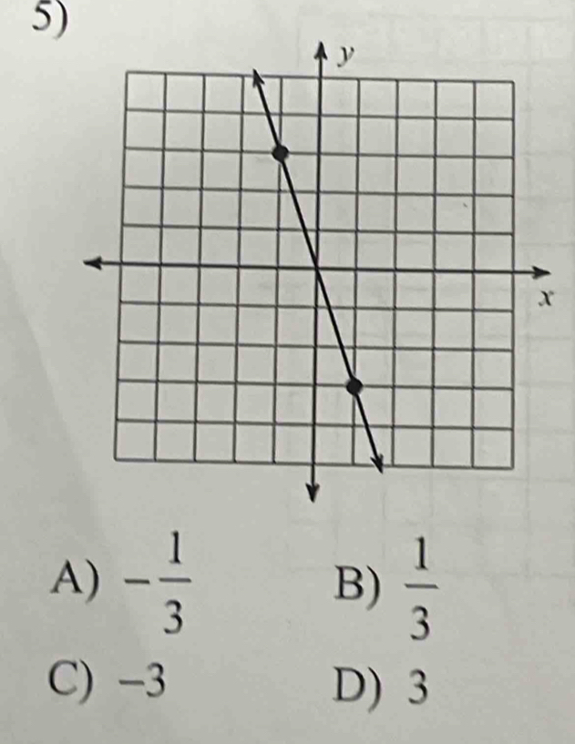 A) - 1/3  B)  1/3 
C) -3 D) 3