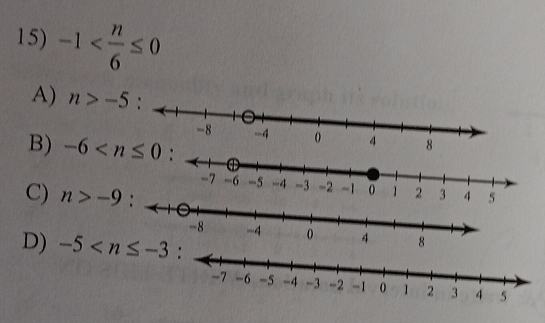 -1
A) n>-5
B) -6
2
C) n>-9
D) :