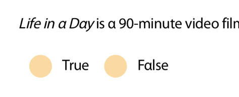 Life in a Day is a 90-minute video filn
True False