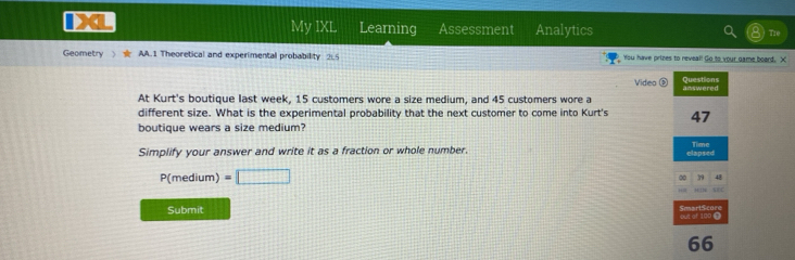 Solved: My IXL Learning Assessment Analytics Geometry AA.1 Theoretical ...