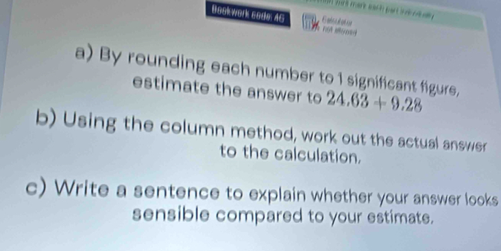 Solved: Beokwork sde; AG Galsulator ng a) By rounding each number to 1 ...