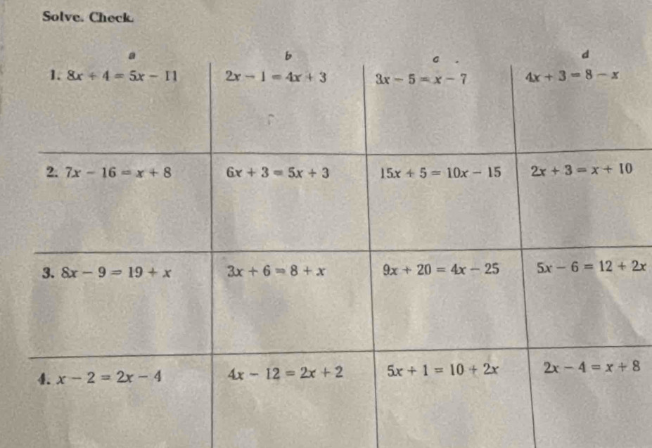 Solve. Check.