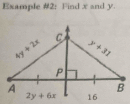 Example #2; Find x and y.