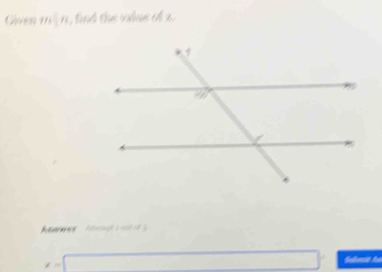 Given m[n, find the vilue of z. 
aner H
x=□