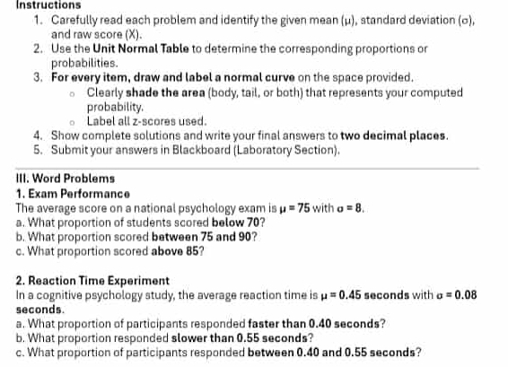 Solved: Instructions 1. Carefully read each problem and identify the ...