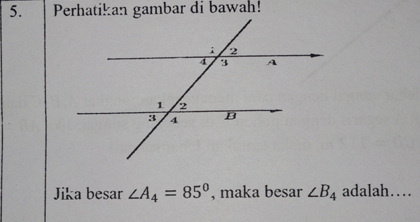 Jika besar ∠ A_4=85° , maka besar ∠ B_4 adalah…