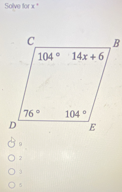 Solve for x *
2
3
5