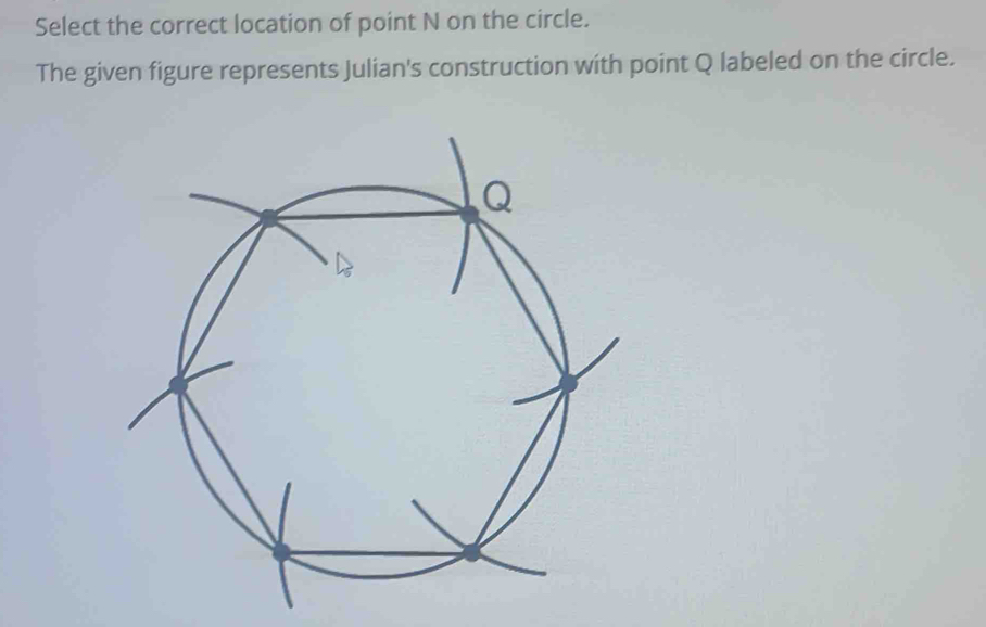 Select the correct location of point N on the circle. The given figure ...