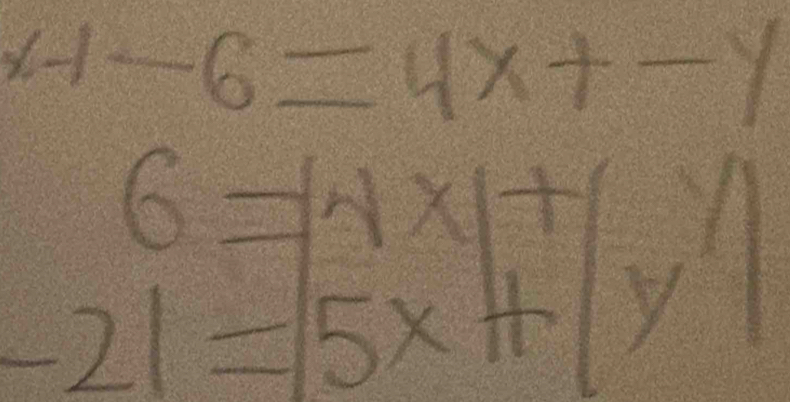 x-1-6=4x+-y
6=wx|+endvmatrix +(y)
-21=|5x+y|