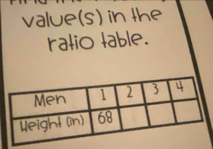 value(s) in the 
ratio table.