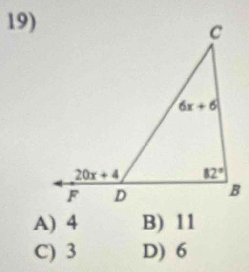 A) 4 B) 11
C) 3 D) 6