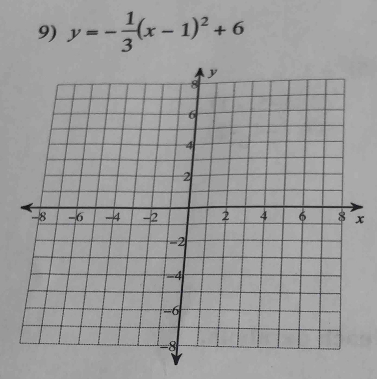 y=- 1/3 (x-1)^2+6
x