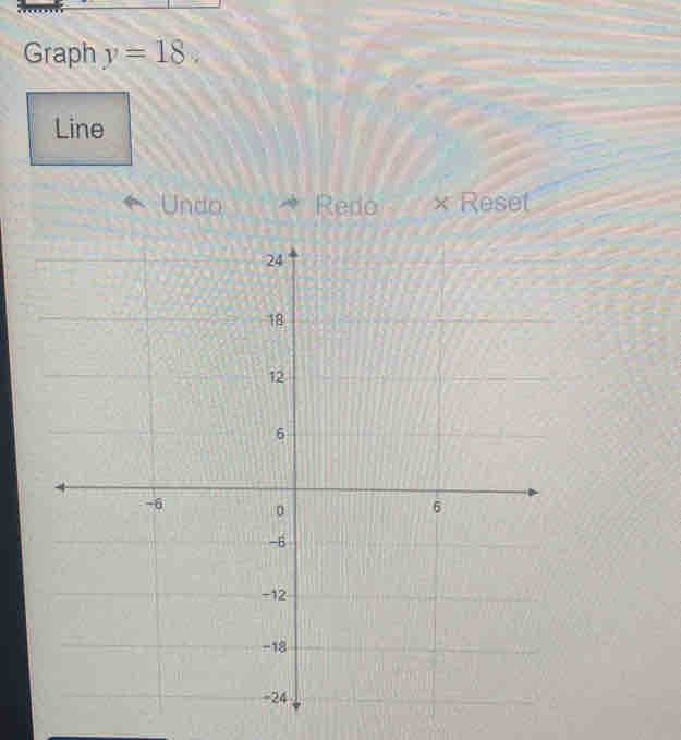 Graph y=18. 
Line 
Undo Redo × Reset