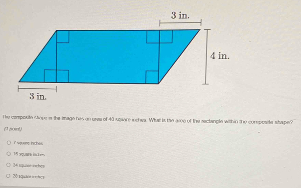 Solved: The composite shape in the image has an area of 40 square ...