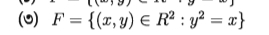 (0) F= (x,y)∈ R^2:y^2=x