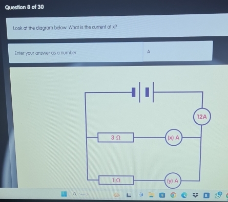 Solved: Look at the diagram below. What is the current at x? Enter your ...