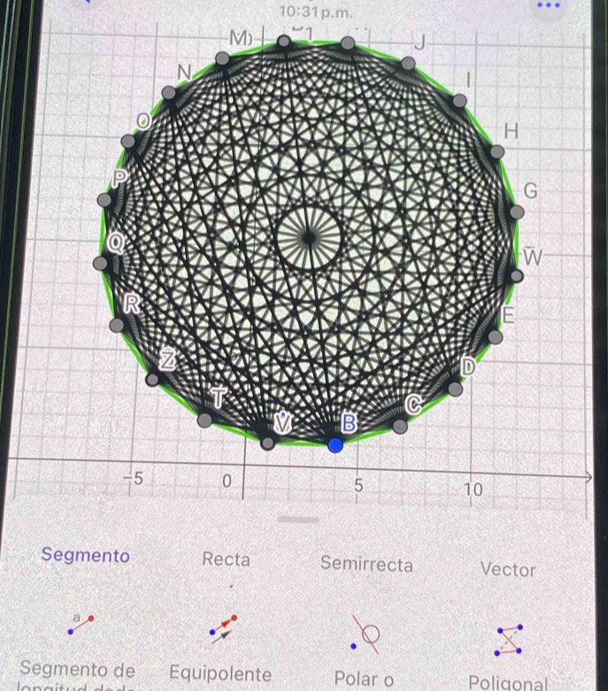 10:31p.m.
Segmento Recta Semirrecta Vector
a
Segmento de Equipolente Polar o Poligonal