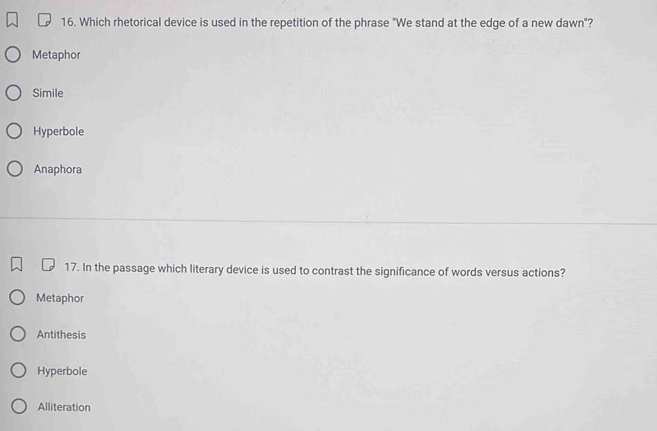 Solved: Which rhetorical device is used in the repetition of the phrase ...
