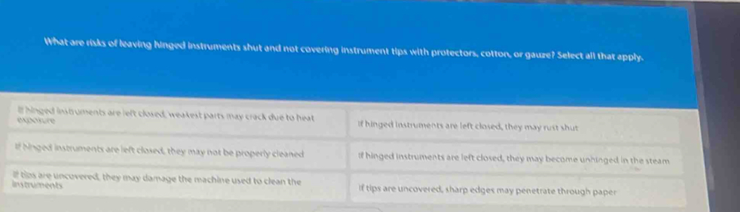 Solved: What are risks of leaving hinged instruments shut and not ...