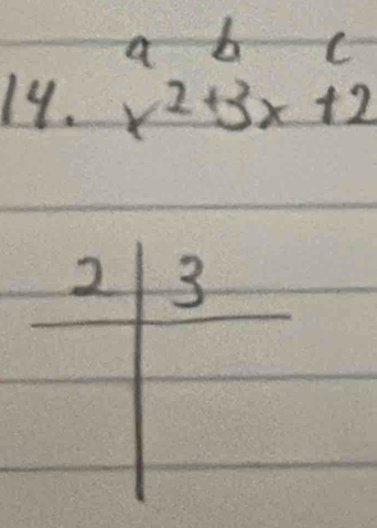 a b C
14. x^2+3x+2