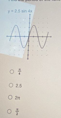 y=2.5sin 4x
 π /4 
2.5
2π
 π /2 