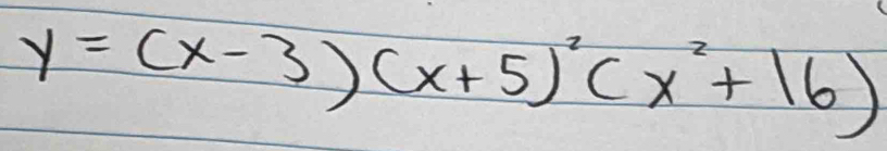 y=(x-3)(x+5)^2(x^2+16)