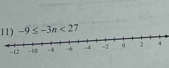 -9≤ -3n<27</tex>