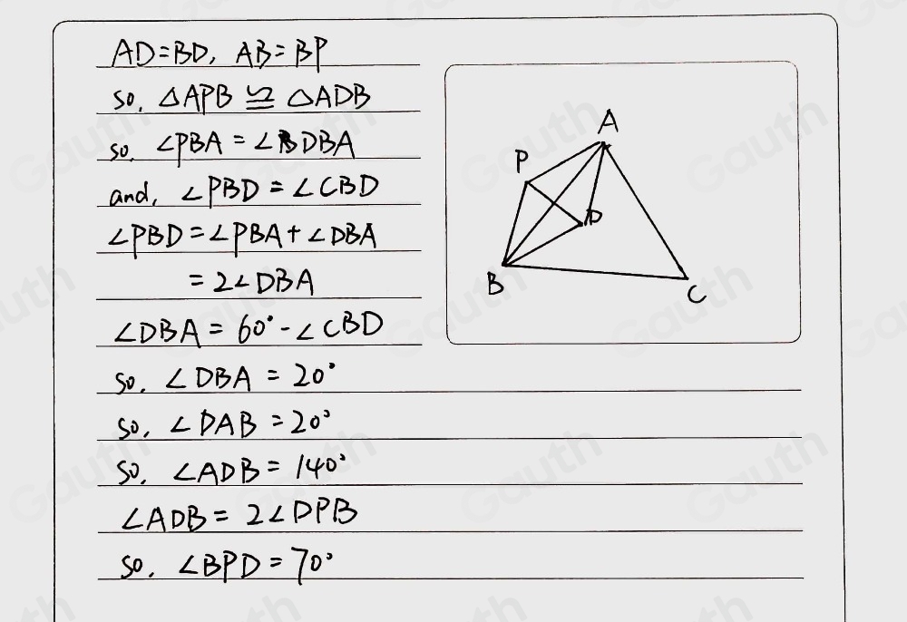 Solved: ABC is equilateral, D is an inner point of ABC and P is a point ...