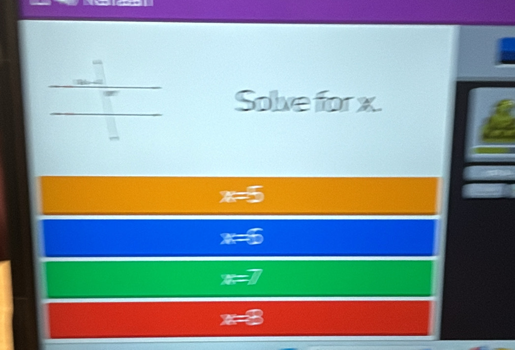 Solveforx
* -5
x=1
x-3