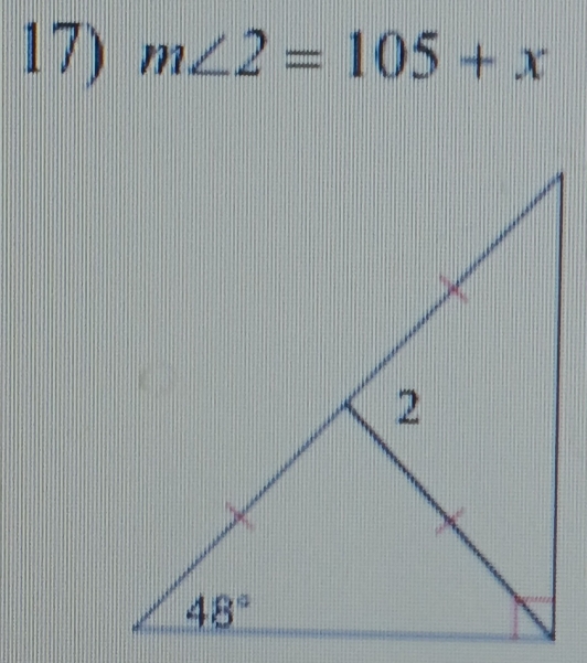 m∠ 2=105+x