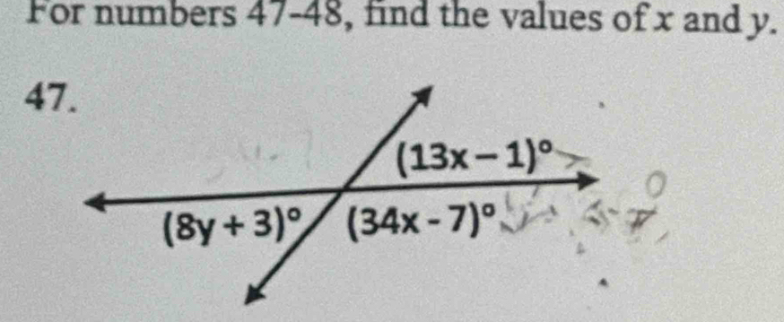 For numbers 47-48, find the values of x and y.