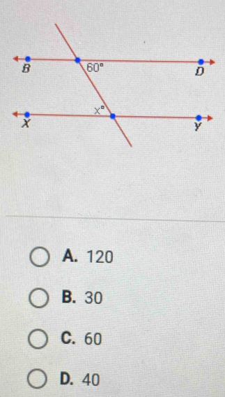 A. 120
B. 30
C. 60
D. 40