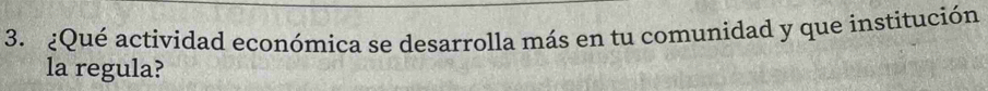 ¿Qué actividad económica se desarrolla más en tu comunidad y que institución 
la regula?