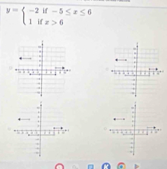 y=beginarrayl -2if-5≤ x≤ 6 1ifx>6endarray.