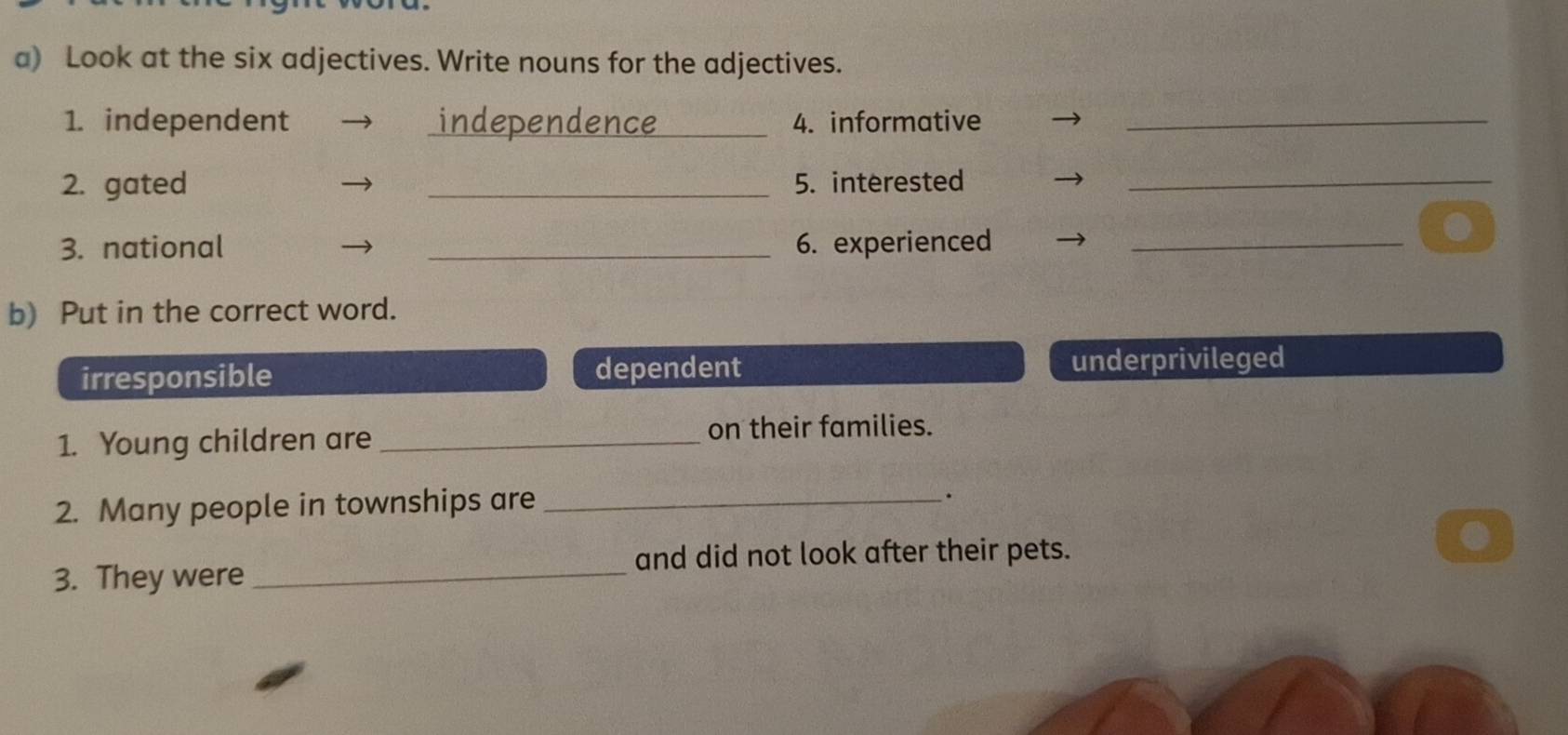 Gelöst:Look at the six adjectives. Write nouns for the adjectives. 1 ...