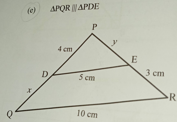 △ PQR//△ PDE