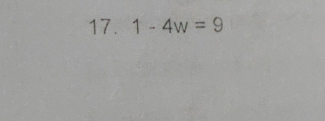 1-4w=9