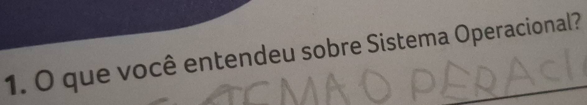 que você entendeu sobre Sistema Operacional?