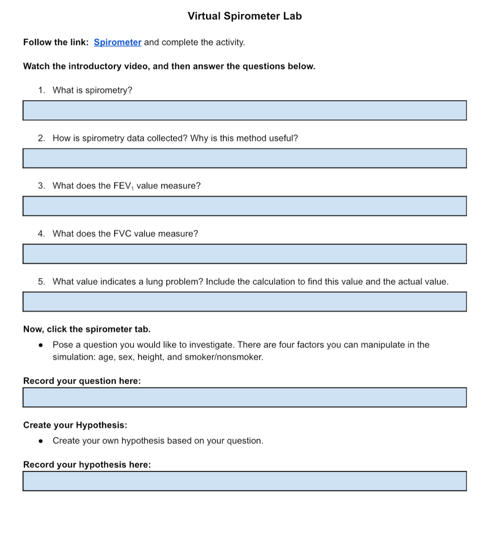 Solved: Virtual Spirometer Lab Follow the link: Spirometer and complete ...