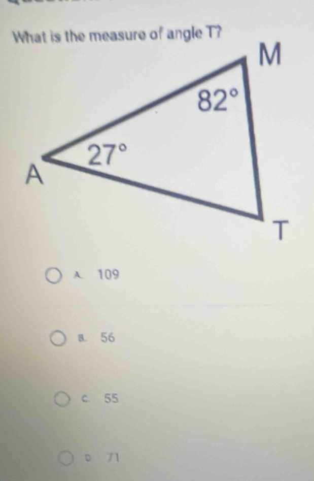 A. 109
a. 56
c. 55
D 71