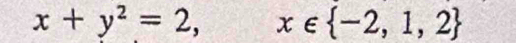 x+y^2=2, x∈  -2,1,2