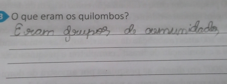 B>O que eram os quilombos? 
_ 
_ 
_ 
_