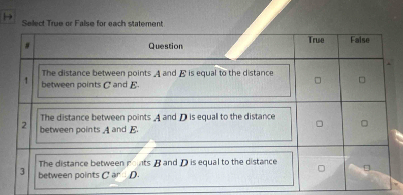 Select True or False for each st