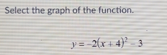 Select the graph of the function.
y=≥slant -(x+2)^2-4