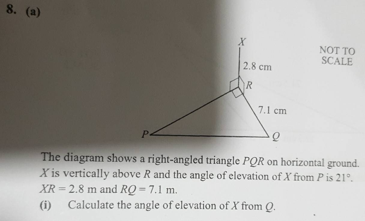 Solved: NOT TO SCALE The diagram shows a right-angled triangle PQR on ...