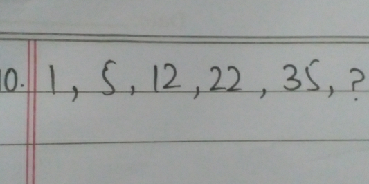 1, S, 12, 22, 35, ?