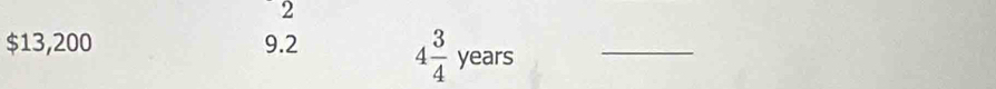 2
$13,200 9.2 4 3/4 years _